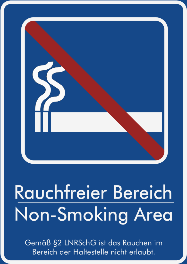 Das neue Rauchverbotsschild für alle Bushaltestellen.